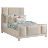 Crystal Cove Queen Size Upholstered Panel Bed in Ventura Ivory Fabric