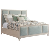Crystal Cove Queen Size Upholstered Panel Bed in Custom Fabric