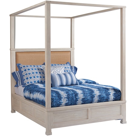 Shorecliff California King Size Canopy Bed with Headboard Upholstered