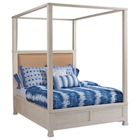 Shorecliff Queen Size Canopy Bed with Headboard Upholstered