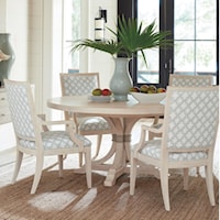 Five Piece Dining Set with Magnolia Round Table and Eastbluff Custom Fabric Chairs