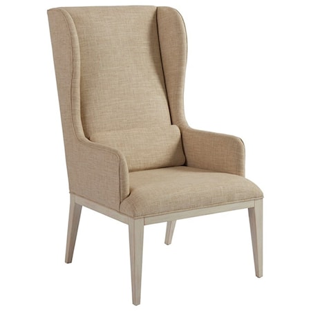 Seacliff Host Wing Chair in Ventura Ivory Fabric