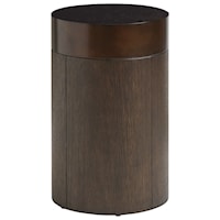 Black Diamond Round End Table with Metal Top