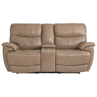 Casual Power Reclining Console Love Seat with Power Headrest and USB Port