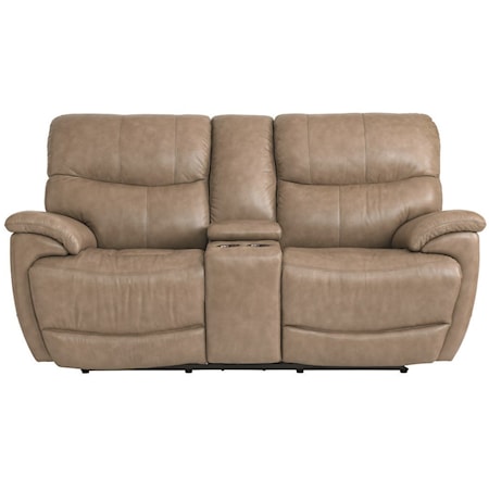 Casual Power Reclining Console Love Seat with Power Headrest and USB Port
