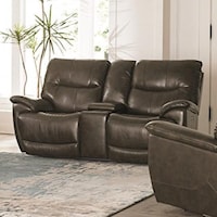 Casual Power Reclining Console Love Seat with Power Headrest and USB Port