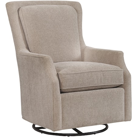 Transitional Swivel Glider Chair with Wing Styled Back