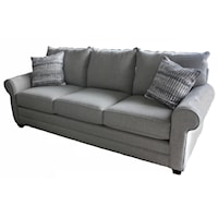 Casual 3-Cushion Sofa with Rolled Arms