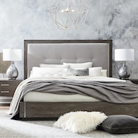 Modern California King Bed with Upholstered Headboard