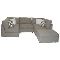 Transitional U-Shaped Sectional with Loose Pillow Back and Seat Cushions