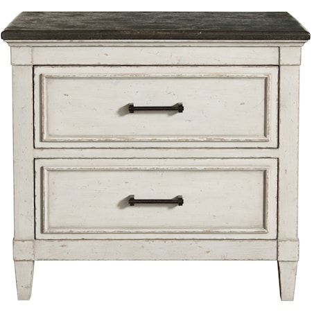 Cottage Nightstand with Weathered Finish