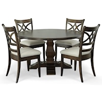 Customizable Dining Set with 54 Inch Round Table and 4 Upholstered Seat Chairs