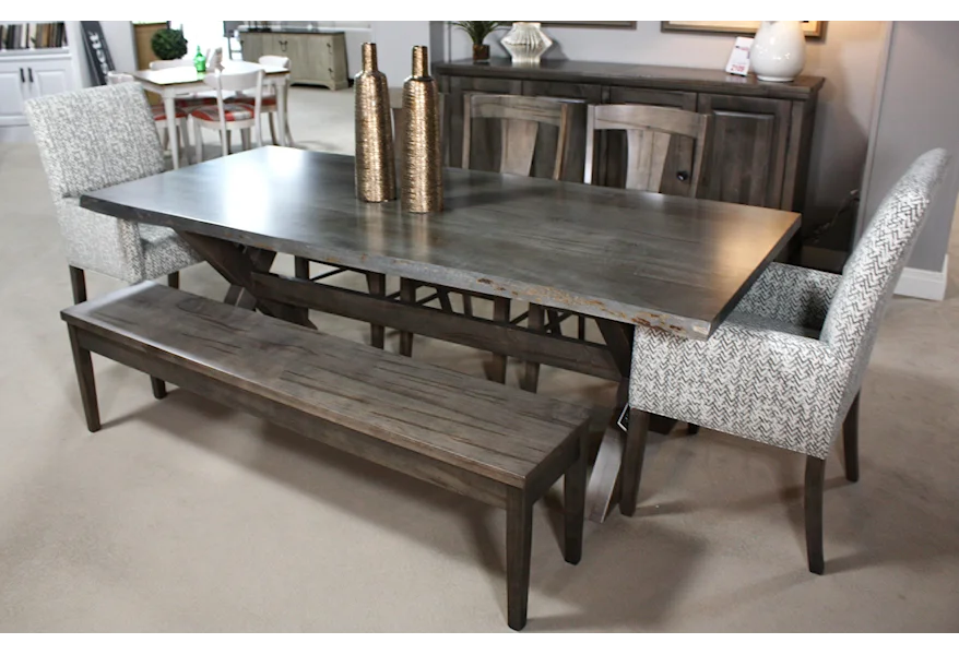 BenchMade Customizable Live Edge 7 Piece Dining Set by Bassett at Esprit Decor Home Furnishings