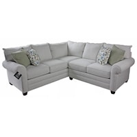 2 PC Transitional Sectional with Throw Pillows