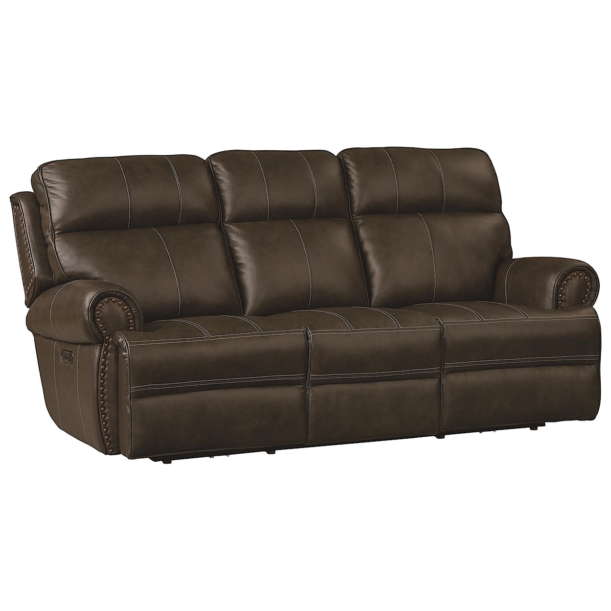 Bassett Club Level Claremont Power Leather ZG Reclining Sofa