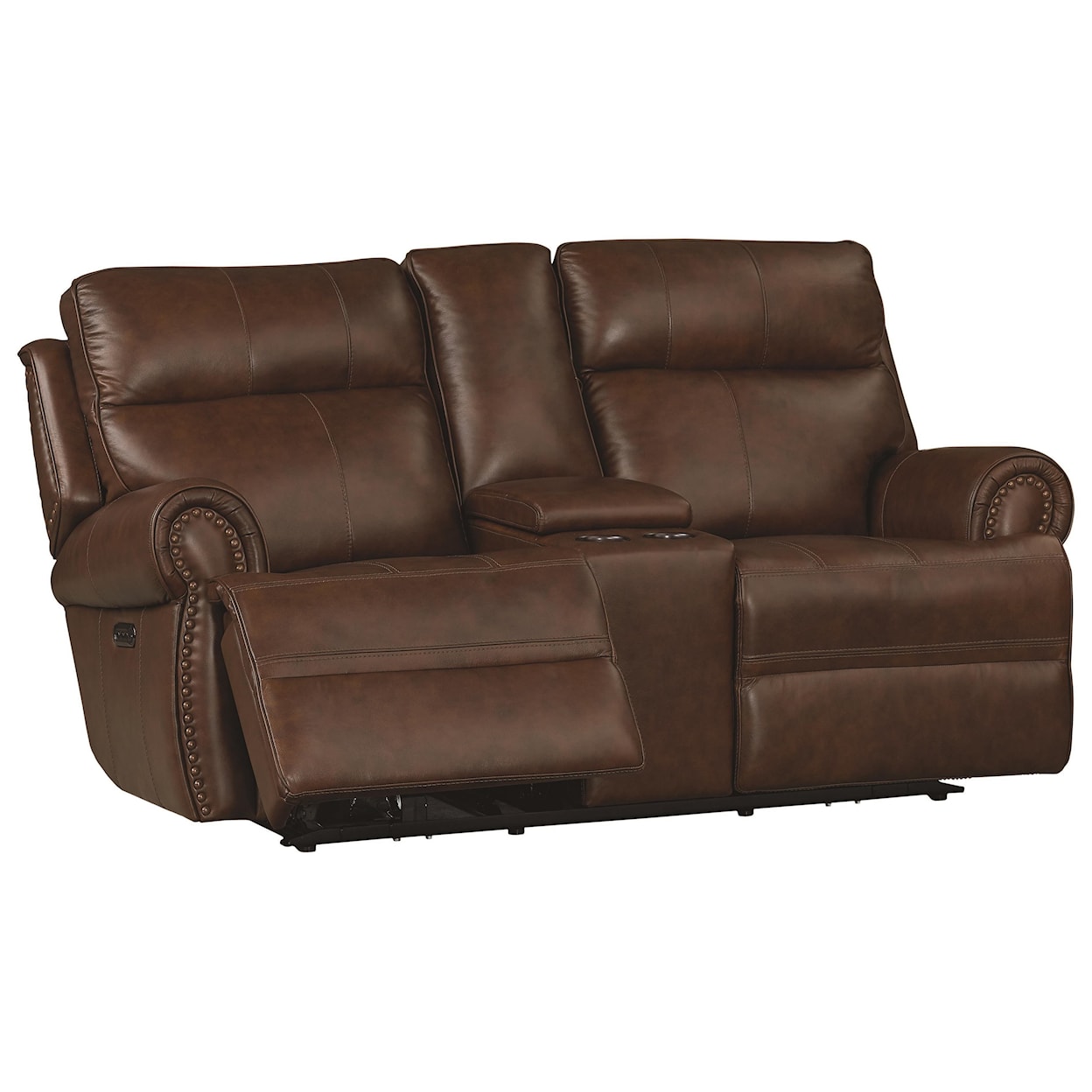 Bassett Club Level Claremont Power Leather Zero Gravity Reclining Console