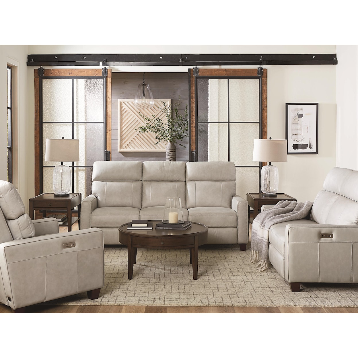 Bassett Club Level Tompkins Leather Reclining Loveseat