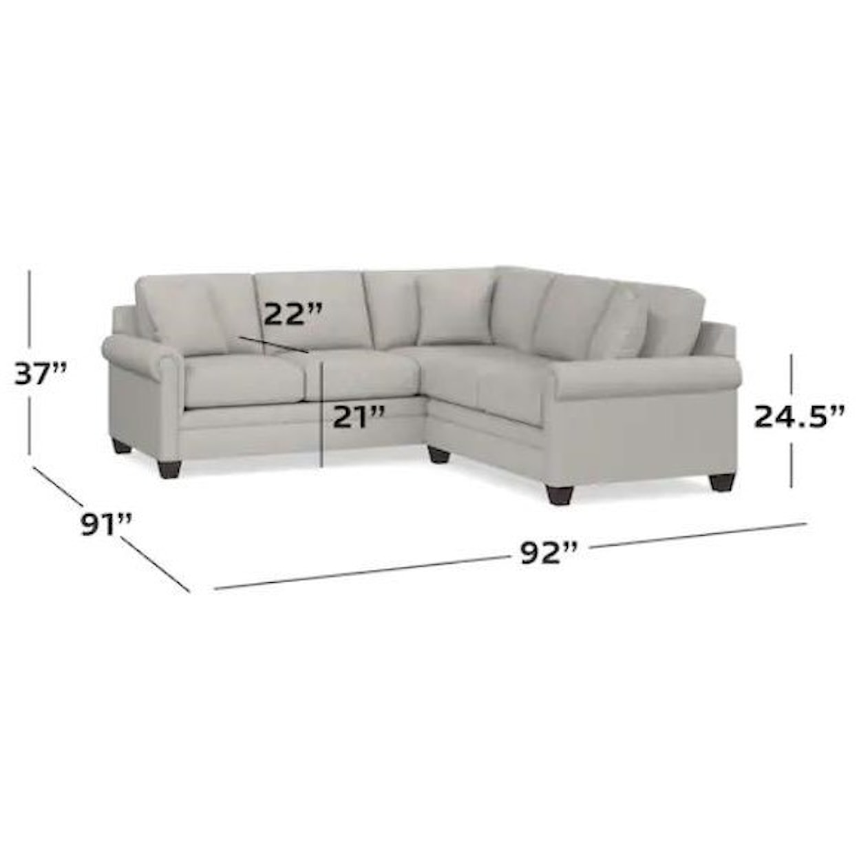 Bassett Carolina Panel Arm Collection L-Shaped Sectional