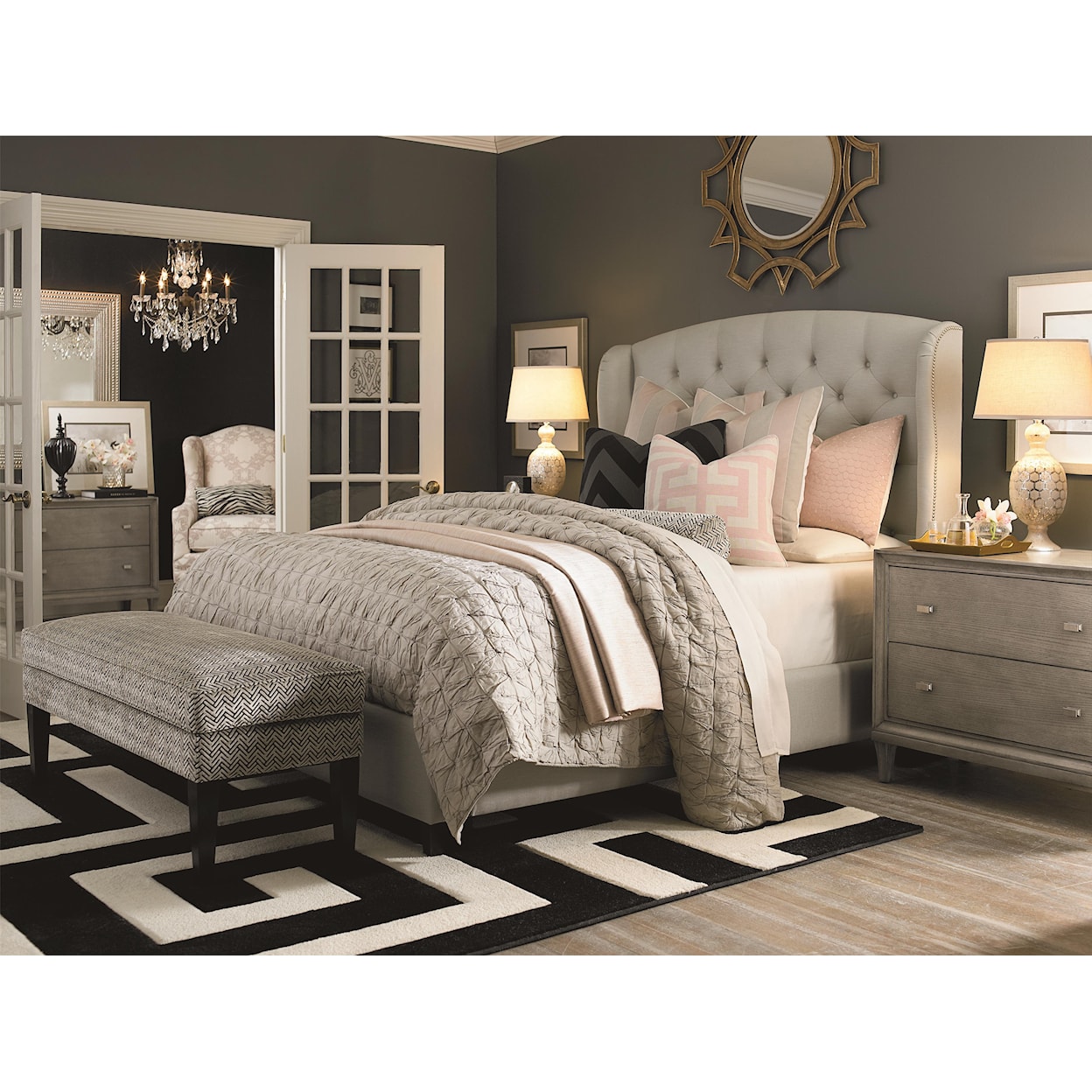 Bassett Custom Upholstered Beds Paris King Size Upholstered Bed