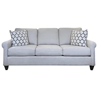Custom Design 90" Sofa with Scoop Arms and Turned Feet