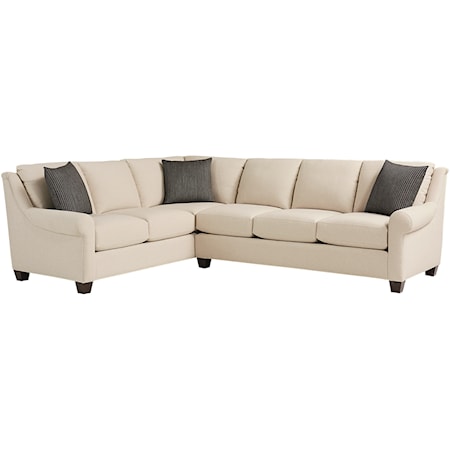 Transitional 5 Seat Sectional with Sock Rolled Arms