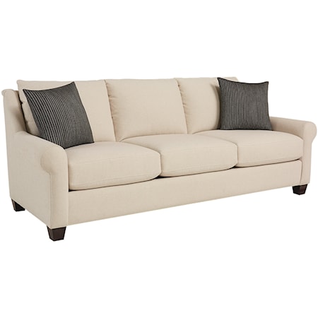 Transitional 93" Great Room Sofa with Sock Rolled Arms