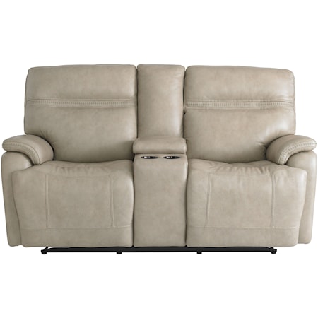 Casual Power Reclining Console Loveseat with Power Headrests, Lumbar and USB Ports