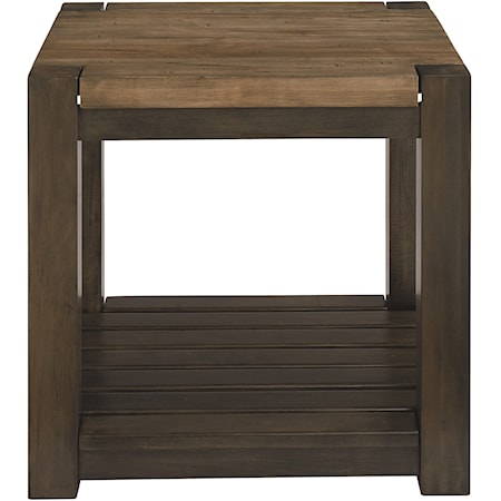 Square End Table with Slatted Shelf