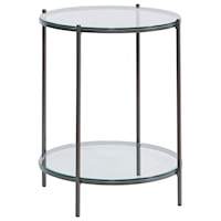 Metal Round End Table with Tempered Glass