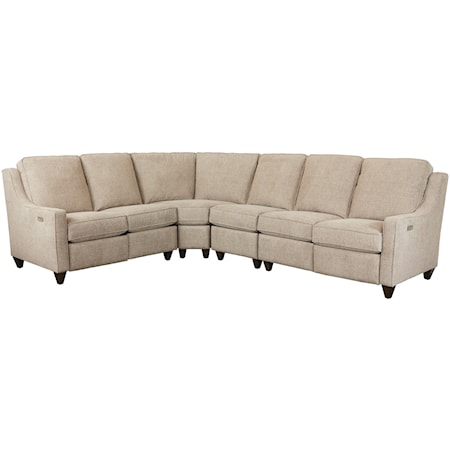Customizable 4-Piece Power Reclining Sectional with Slope Arms and Tapered Feet