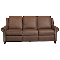 Customizable Power Reclining Sofa with Panel Arms and Turned Feet