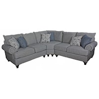 Traditional 3 PC Sectional with Turned Legs