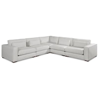 5 PC Contemporary L-Shaped Sectional with Wide Track Arms