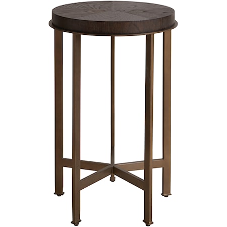 Contemporary Round Side Table with Metal Base