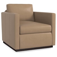 Modern Leather Swivel Chair with Wood Framed Base