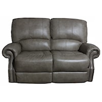 Power Reclining Loveseat with Antique Brass Nail Head and USB Charging