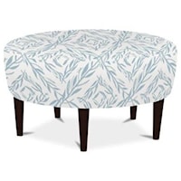 Contemporary Round Ottoman with Tapered Legs