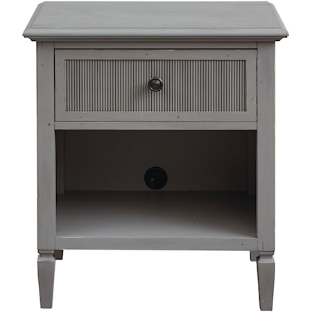 Coastal Bedside Table with Outlet and USB Ports