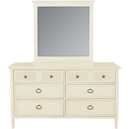 Coastal Dresser and Mirror Set with Cedar-Lined Drawers