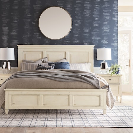 Coastal King Panel Bed with Storage Drawers