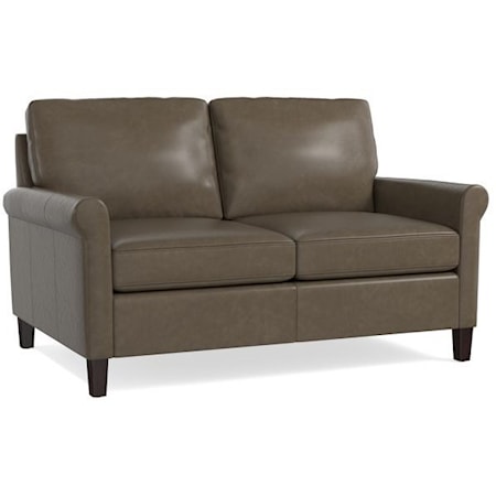 Transitional Loveseat with Sock Rolled Arms