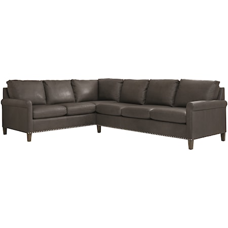 Transitional 2-Piece Sectional with Sock Rolled Arms