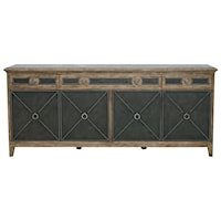 4-Door Credenza with Adjustable Shelves