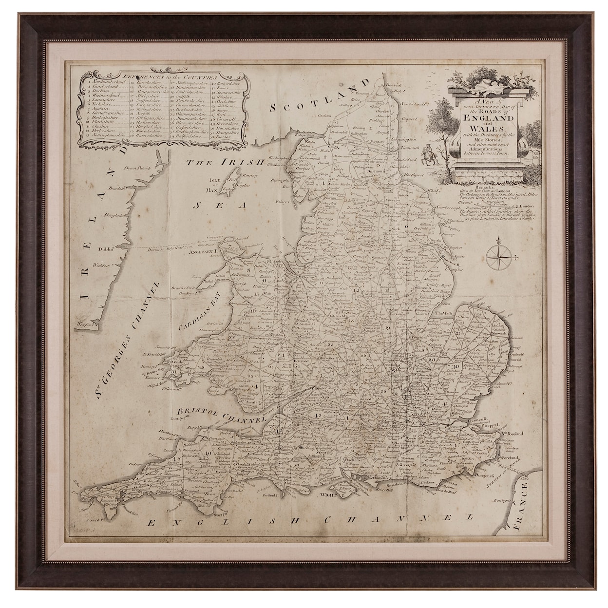 Bassett Mirror Belgian Luxe Road Map of England & Wales
