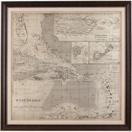 Vintage Map of Caribbean