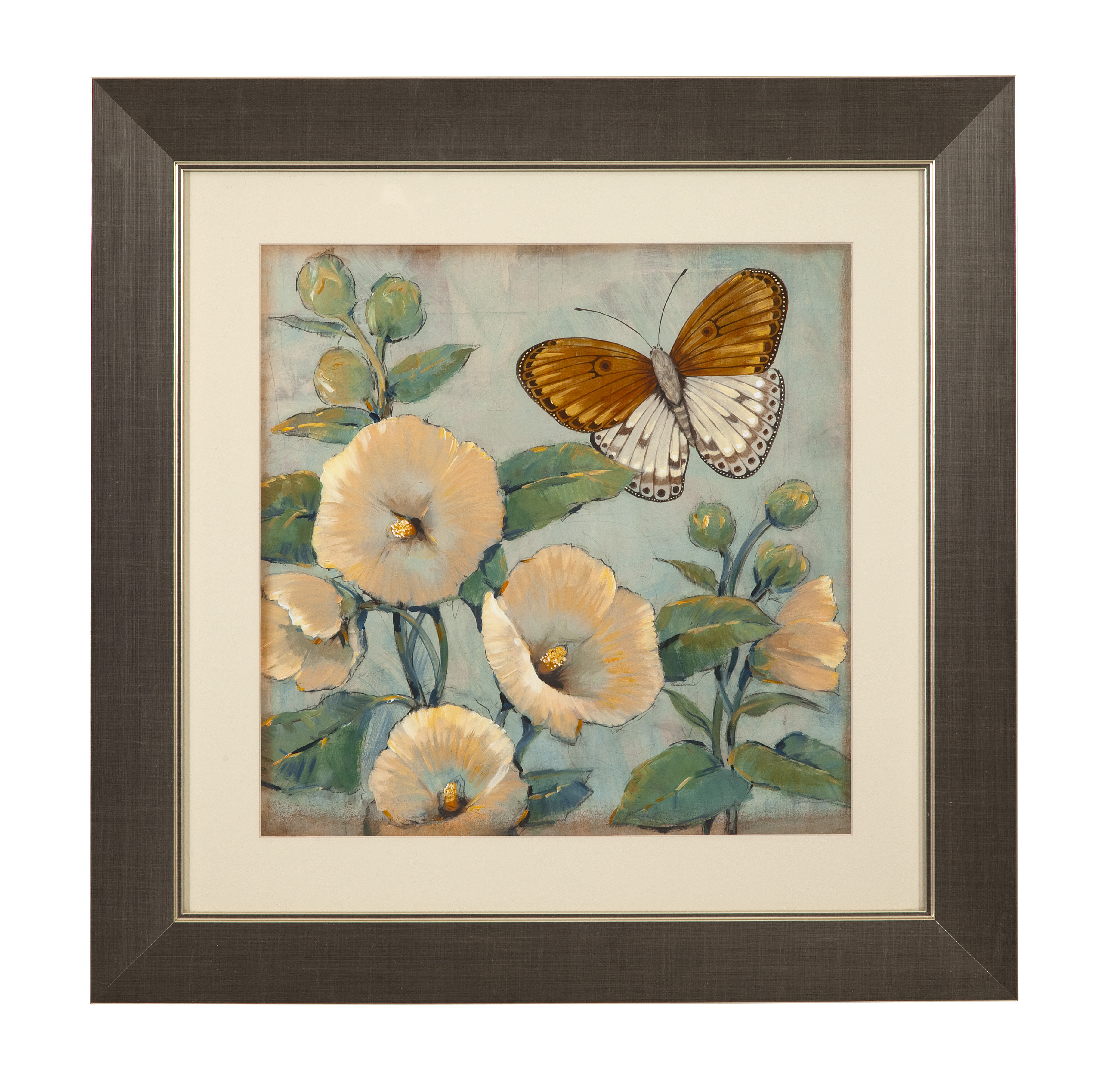 Butterfly & Hollyhocks I