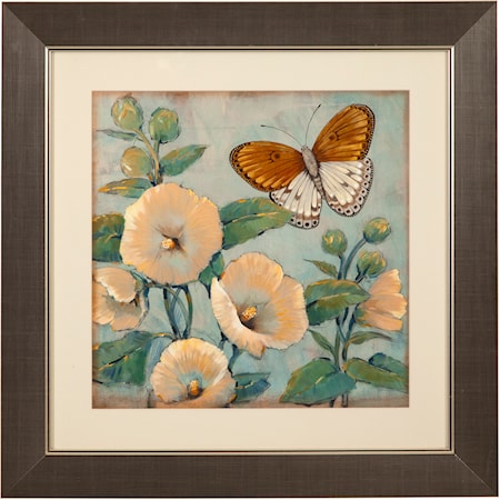 Butterfly & Hollyhocks I