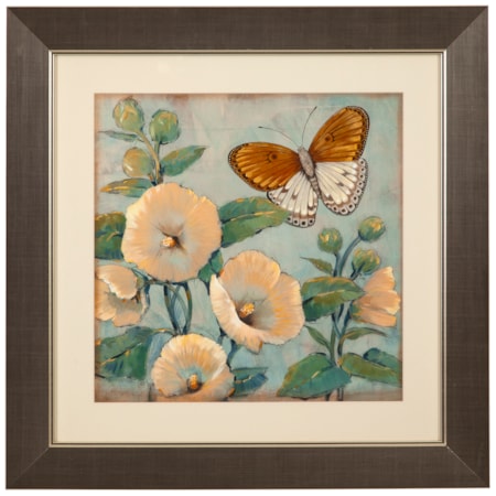 Butterfly & Hollyhocks I