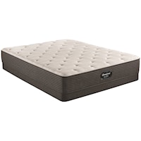Cal King 12" Plush Pocketed Coil Mattress and 6" Low Profile Steel Foundation