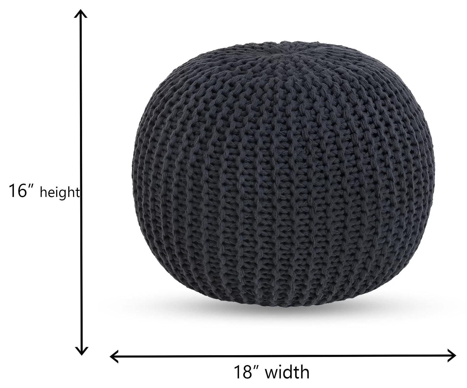 Grey Cotton Knitted Pouf